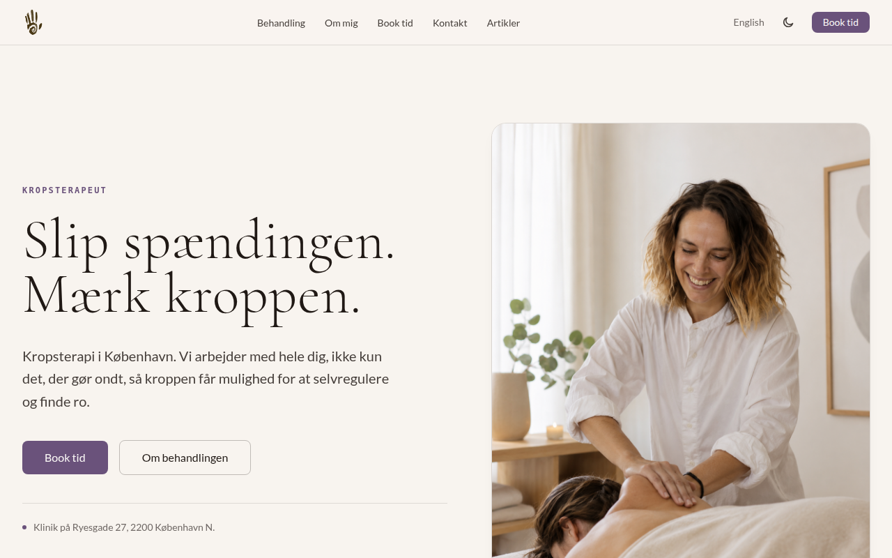 Skærmbillede af camillabedmar.dk forsiden